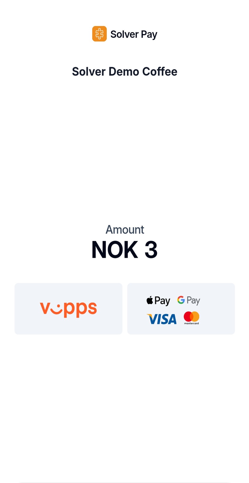 Solver webPay i nettleseren: kunden velger Vipps eller kort for å betale for en kaffe